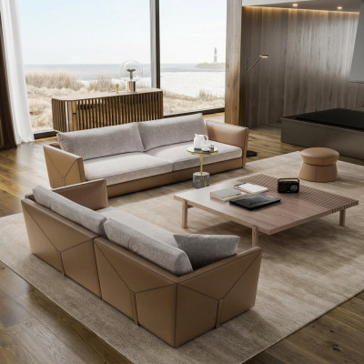 Sofa 3 miejsce do siedzenia Trzyosobowa Nowoczesna materiałowa Szara sofa Design Pokój dzienny Nowość