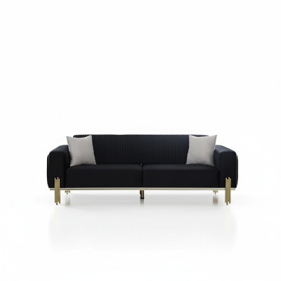 Nowoczesna czarna trzyosobowa sofa ze stalą ochronną Podkładka Couch Sofas Design