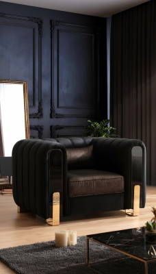 Czarne Fotel Ears Fotel Luksusowy design Salon Jednomiejscowy Nowoczesny