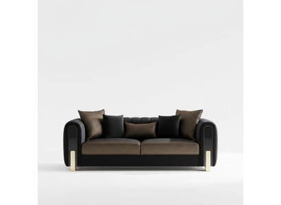 Sofa Trzyosobowa Trzyosobowa Nowoczesny Materiał Czarny Sofy Design Salon