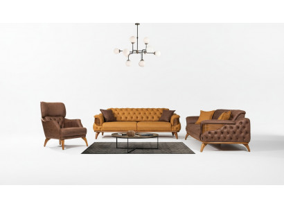 Zestaw luksusowych sof Chesterfield, trzyosobowy Fotel, 3-częściowy