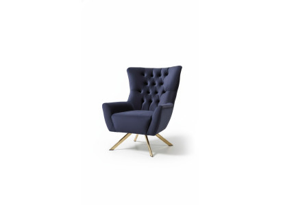 Fotel Chesterfield EarsFotel Materiał Niebieski Poliester Jednoosobowy do salonu