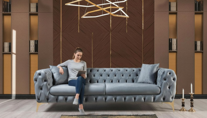 Nowoczesne trzyosobowe meble Chesterfield Meble Stal odporne na korozję poliestru