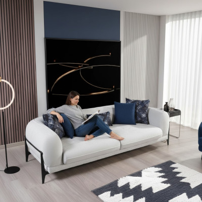 Nowoczesne trzyosobowe meble z tkaniny do salonu, designerskie sofy meblowe