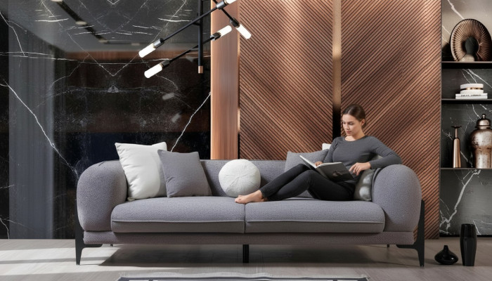 Meble do salonu luksusowa sofa trzyosobowa meble z tkaniny nowoczesne kanapy stal nierdzewna