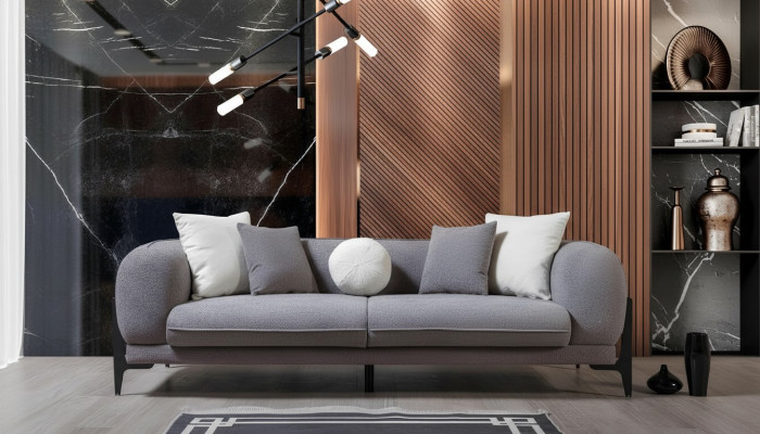Meble do salonu luksusowa sofa trzyosobowa meble z tkaniny nowoczesne kanapy stal nierdzewna