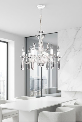 Duża lampa wisząca lampa do salonu korona żyrandol Biały kandelabr kryształowy