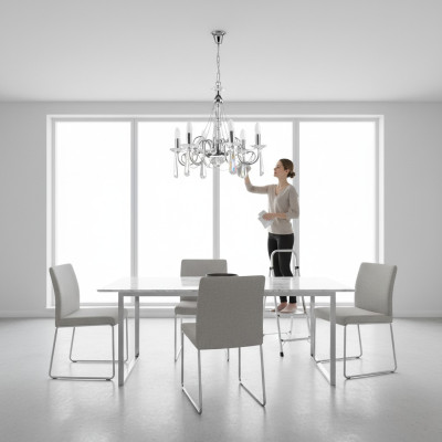 Lampa wisząca ze srebrnym połyskiem żyrandol Lampa państwowa Modern Art
