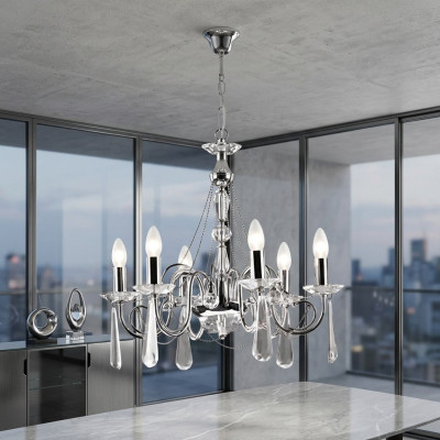 Lampa wisząca ze srebrnym połyskiem żyrandol Lampa państwowa Modern Art