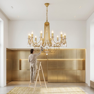 Luksusowy żyrandol kryształowy Lampa sufitowa żyrandol Lampa sufitowa Złota art