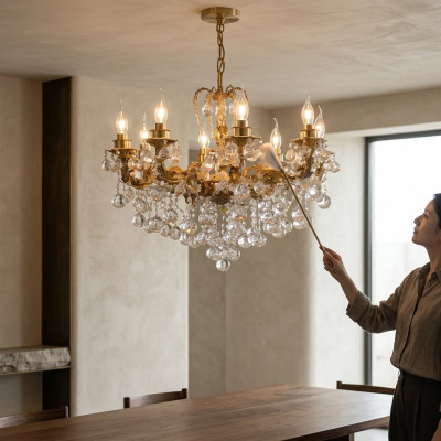 Luksusowy żyrandol żyrandol Lampa sufitowa żyrandol sufitowy Crystal Art Gold