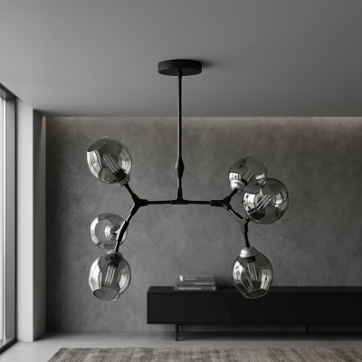 Lampa sufitowa żyrandol żyrandol żyrandol sufitowy Nowoczesne Szkło Czarny Nowy