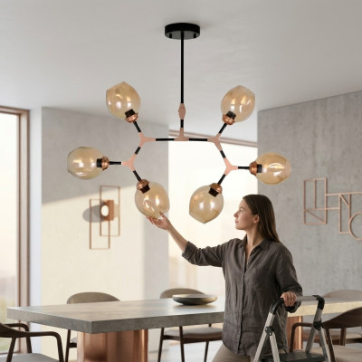 Lampa sufitowa Żyrandol żyrandol Lampa Sufitowa Nowoczesne Szkło Beżowe Nowość