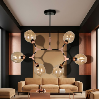 Lampa sufitowa Żyrandol żyrandol Lampa Sufitowa Nowoczesne Szkło Beżowe Nowość