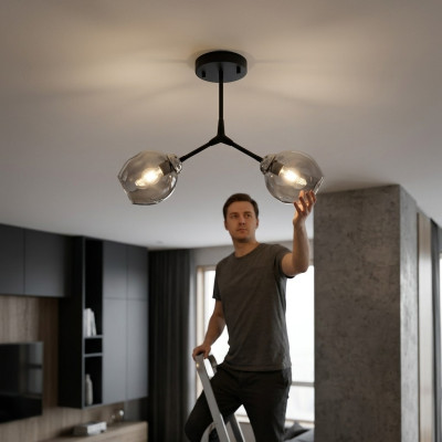 Żyrandol sufitowy żyrandol żyrandol Lampa sufitowa Lampy Szkło Czarny