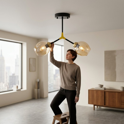 Lampy żyrandol Żyrandol Sufitowy Żyrandol Lampa sufitowa Szkło Złoto Nowoczesne