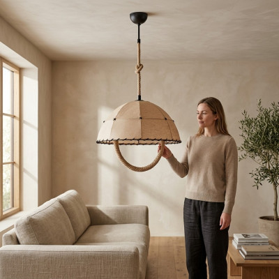 Lampa sufitowa żyrandol sufitowy żyrandol Lampa Beige Modern Rope