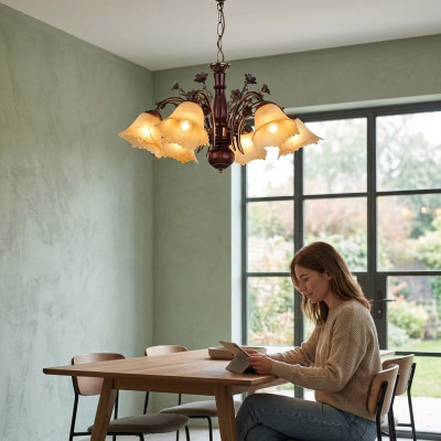 Lampa sufitowa kwiaty żyrandol sufitowy żyrandol żyrandol Lampa Szkło Beige
