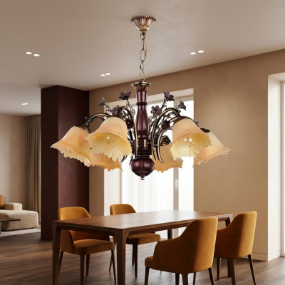 Lampa sufitowa kwiaty żyrandol sufitowy żyrandol żyrandol Lampa Szkło Beige