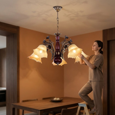 Lampa sufitowa kwiaty żyrandol sufitowy żyrandol żyrandol Lampa Szkło Beige