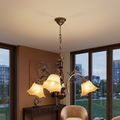Żyrandol Lampa sufitowa kwiaty żyrandol sufitowy żyrandol Lampa Szkło Beige
