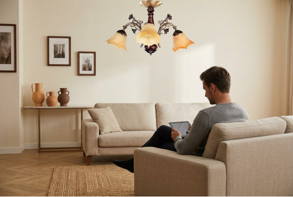 Lampa sufitowa kwiaty żyrandol sufitowy żyrandol żyrandol Lampa Szkło brązowe