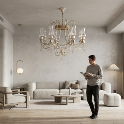 Luksusowy żyrandol sufitowy żyrandol Lampa sufitowa Lampy Szkło Beige