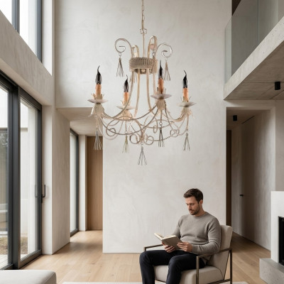 Luksusowy żyrandol sufitowy żyrandol Lampa sufitowa Lampy Beige Art