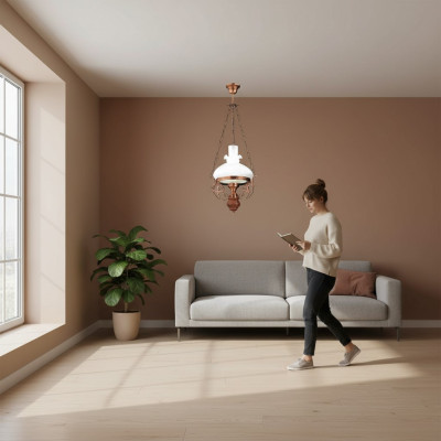 Lampa żyrandol sufitowy żyrandol żyrandol Lampa sufitowa Szkło brązowe barokowe