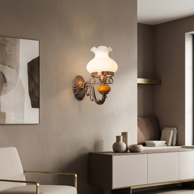Lampa kinkiet kinkiety kinkiet żyrandol Ściana brązowy barokowy Szkło