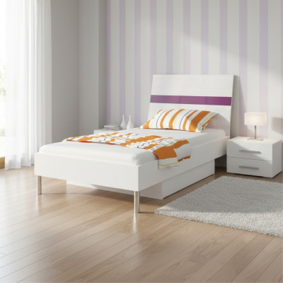 łóżko Lila Drewno Design Łóżko Pojedyncze Wysoki Połysk Pojedynczy żłobek Łóżko Girls