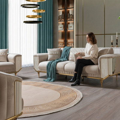 Luksusowa trzyosobowa sofa rozkładana nowoczesne kanapy Włókienniczy Materiał sofy 234cm