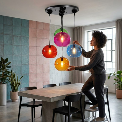 Designerska Lampa żyrandol Lampa Sufitowa Nowoczesny Srebrny Kinkiet Lustre Kolorowy