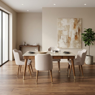 jadalnia Drewno stoły Zestaw do jadalni Krzesło Grupa New Tabela 4x Design Krzesła 5-częściowy