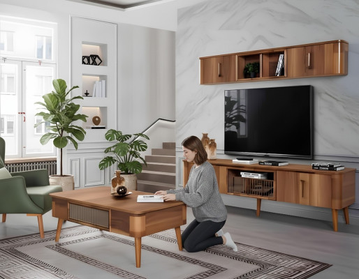 tv Ściana Drewno Styl Nowoczesne Półka Meble do Salonu Szafa nowa nowoczesna Jednostka ścienna nowość