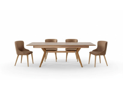 Designerski Zestaw Drewno Ess jadalnia Tabela 4x Lehn Krzesła Zestaw Ustawić Podkładkę 5-częściową