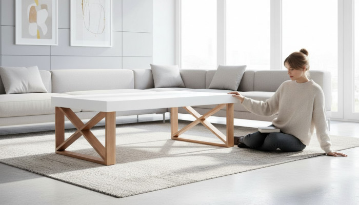 stolik kawowy do salonu Biały luksusowe Stoliki do kawy design stoły drewniane