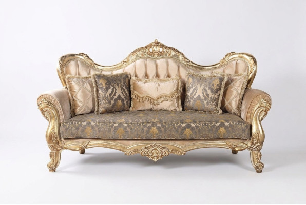 Chesterfield Barokowa Sofa Trzyosobowa Meble Sofa Materiał Złote Kanapy