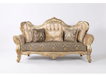 Chesterfield Barokowa Sofa Trzyosobowa Meble Sofa Materiał Złote Kanapy