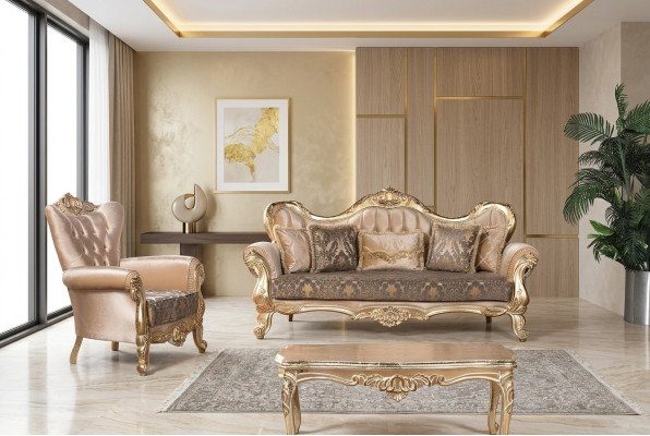 Chesterfield Zestaw sofowy Couch Podkładka Meble Baroque Rokoko Tabela 3-częściowa