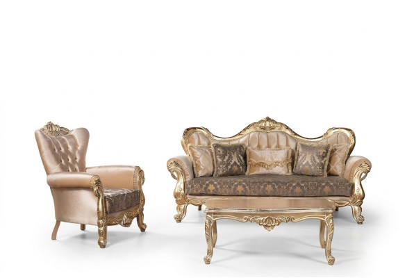 Chesterfield Zestaw sofowy Couch Podkładka Meble Baroque Rokoko Tabela 3-częściowa