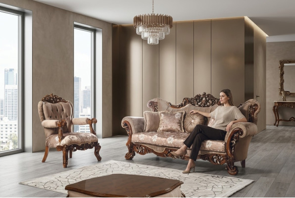 Zestaw sofowy 3+1 Fotel miejsce do siedzenia stolik kawowy Sofa Nowy zestaw sof w stylu Art Deco