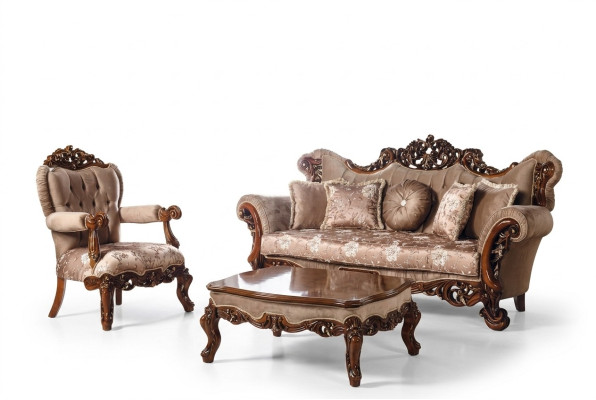 Zestaw sofowy 3+1 Fotel miejsce do siedzenia stolik kawowy Sofa Nowy zestaw sof w stylu Art Deco