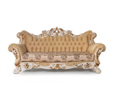Chesterfield Barokowa Sofa Trzyosobowa Meble Sofa Kanapy Materiał Beżowy