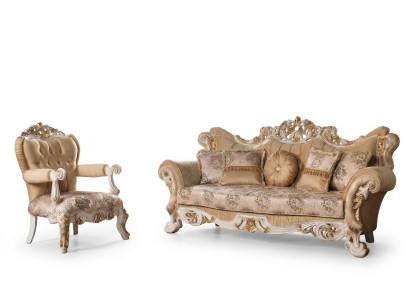 Salon Luksusowa Sofa Beżowa Zestaw sofowy Sofy Fotel 3+1 miejsce do siedzenia Material Design