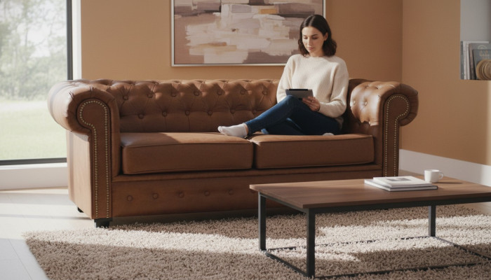 Materiał sofy Chesterfield Szare Sofy Salon Kanapa Poduszka do siedzenia Meble