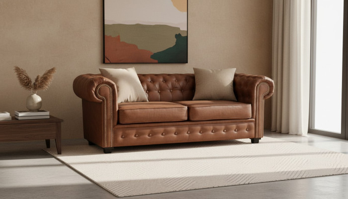 Materiał sofy Chesterfield Szare Sofy Salon Kanapa Poduszka do siedzenia Meble