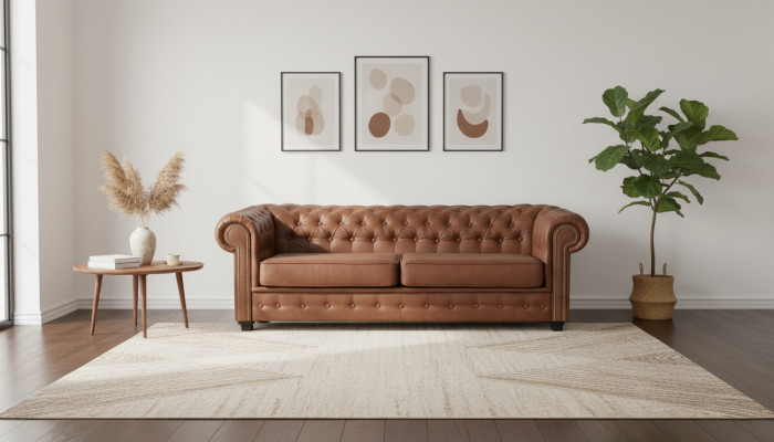 Sofa Trzyosobowa Włókienniczy Sofa Brązowa Podkładka Meble Meble Sofy Kanapy