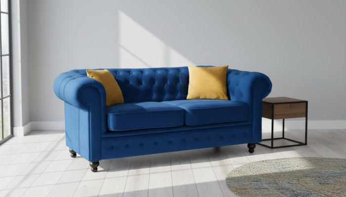Niebieska Sofa do Salonu Podkładka Meble Sofy Dwuosobowe Sofy Materiał Włókienniczy