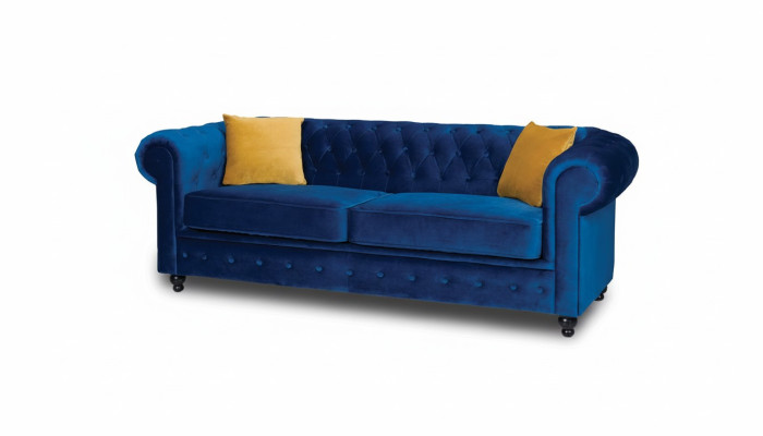 Sofy Podkładka Sofy 3 Siedziba Chesterfield Włókienniczy Sofa Blue Classic Designer Nowość